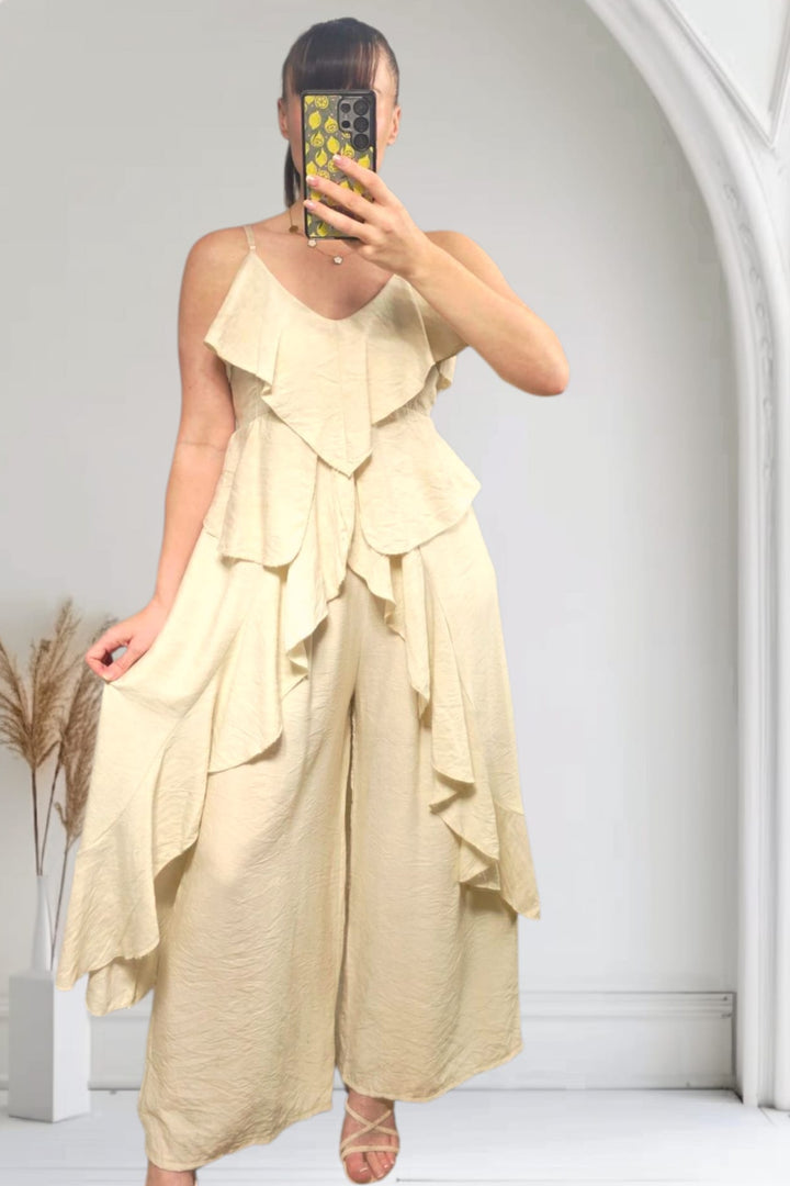 Ruffle Co-Ord Set Cream