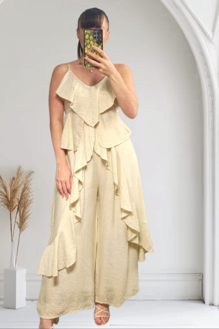 Ruffle Co-Ord Set Cream