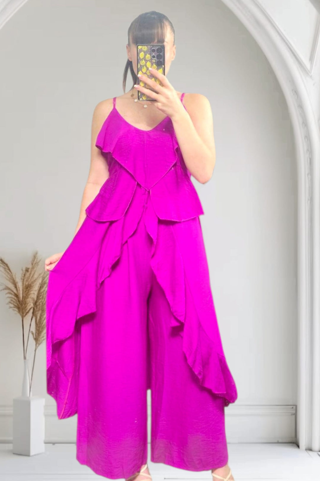 Ruffle Co-Ord Set Magenta