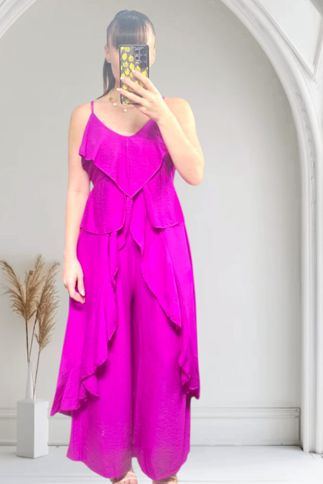 Ruffle Co-Ord Set Magenta