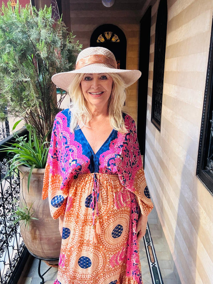 Silk Mandala Maxi Dress Pink