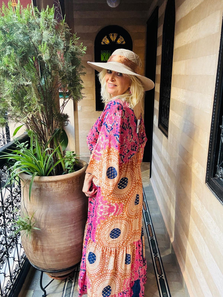 Silk Mandala Maxi Dress Pink