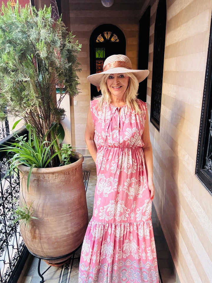 Aztec Maxi Dress Pink