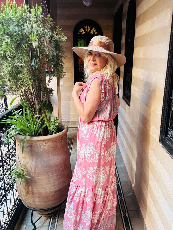 Aztec Maxi Dress Pink