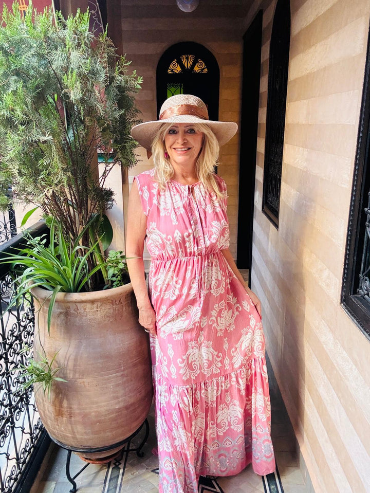 Aztec Maxi Dress Pink