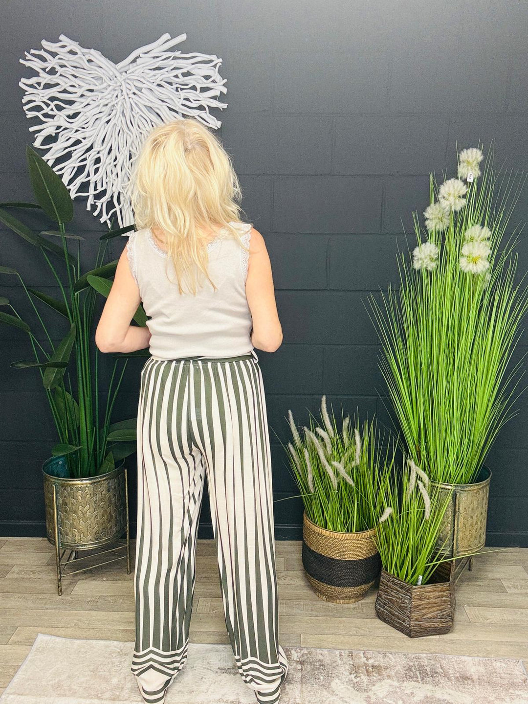 Suzie Stripe Trousers Khaki