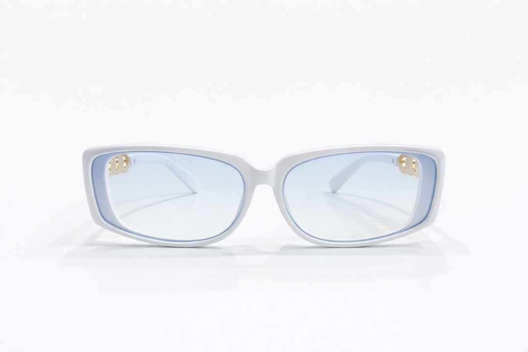 Gold Curb Link Sunglasses White