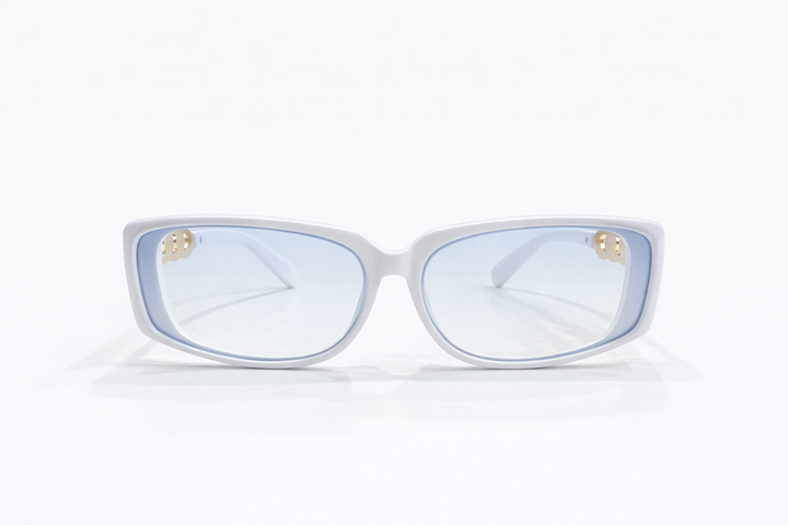 Gold Curb Link Sunglasses White