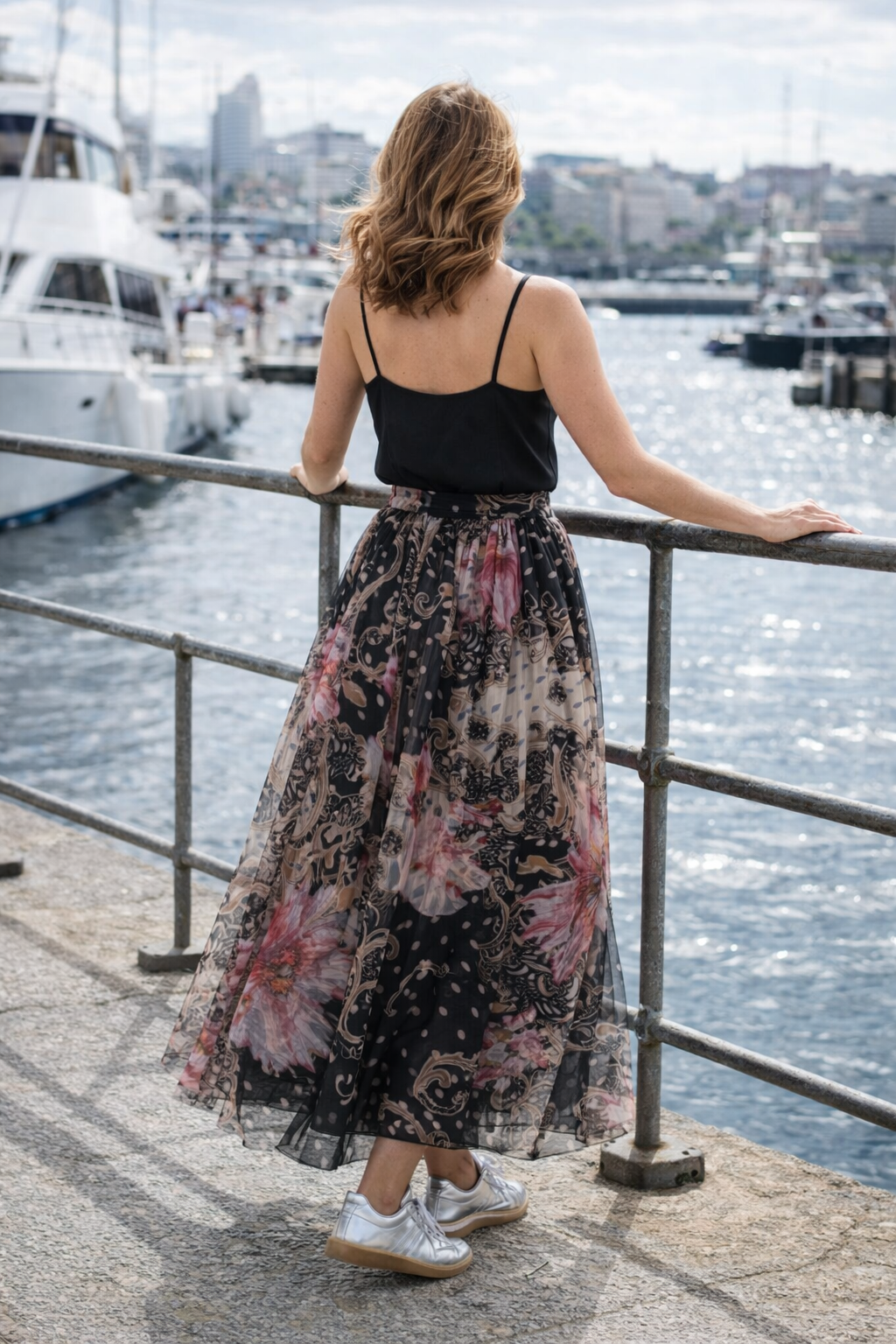Jovanna Floral Tulle Skirt Black