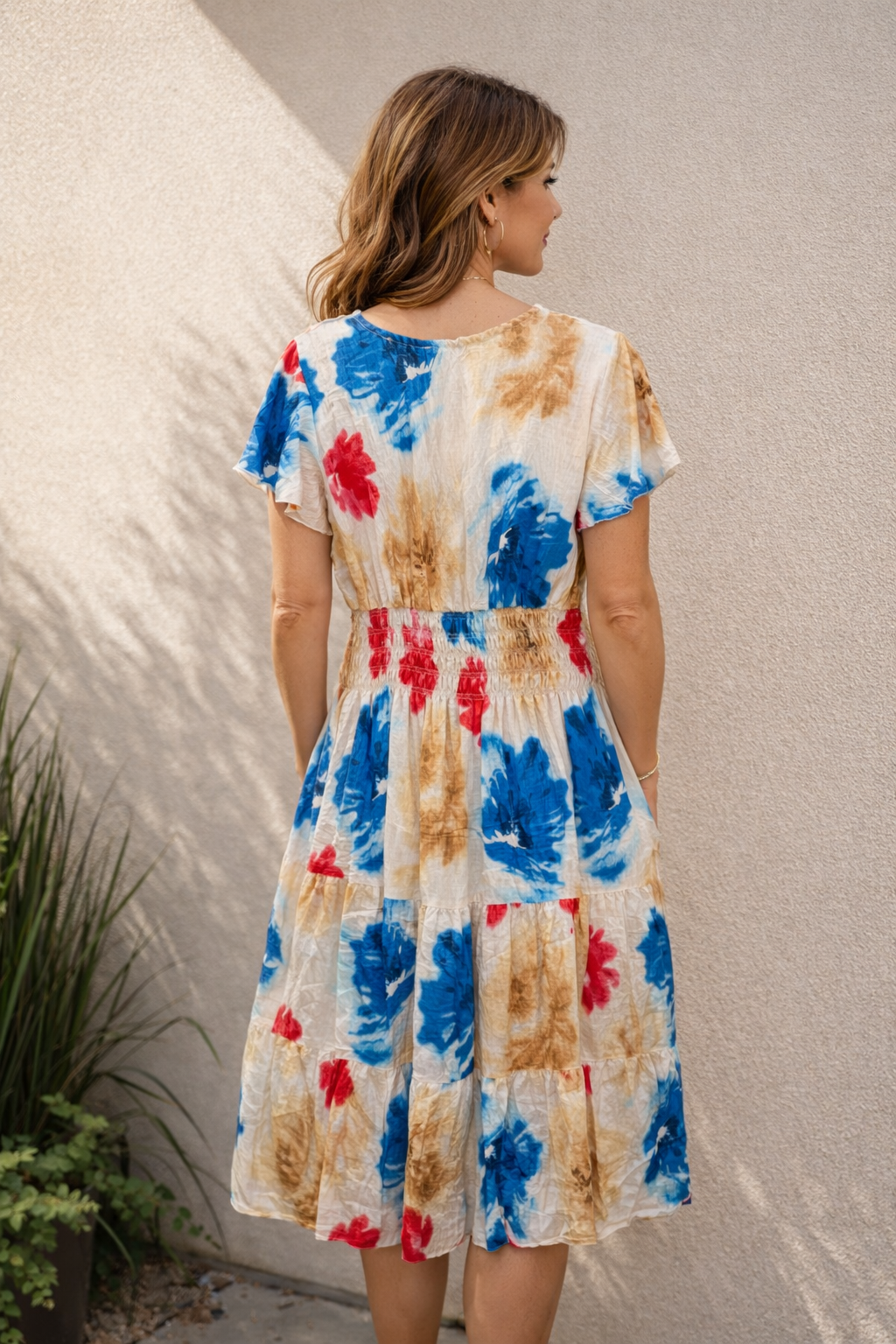 Fia Floral Midi Dress Red/Blue