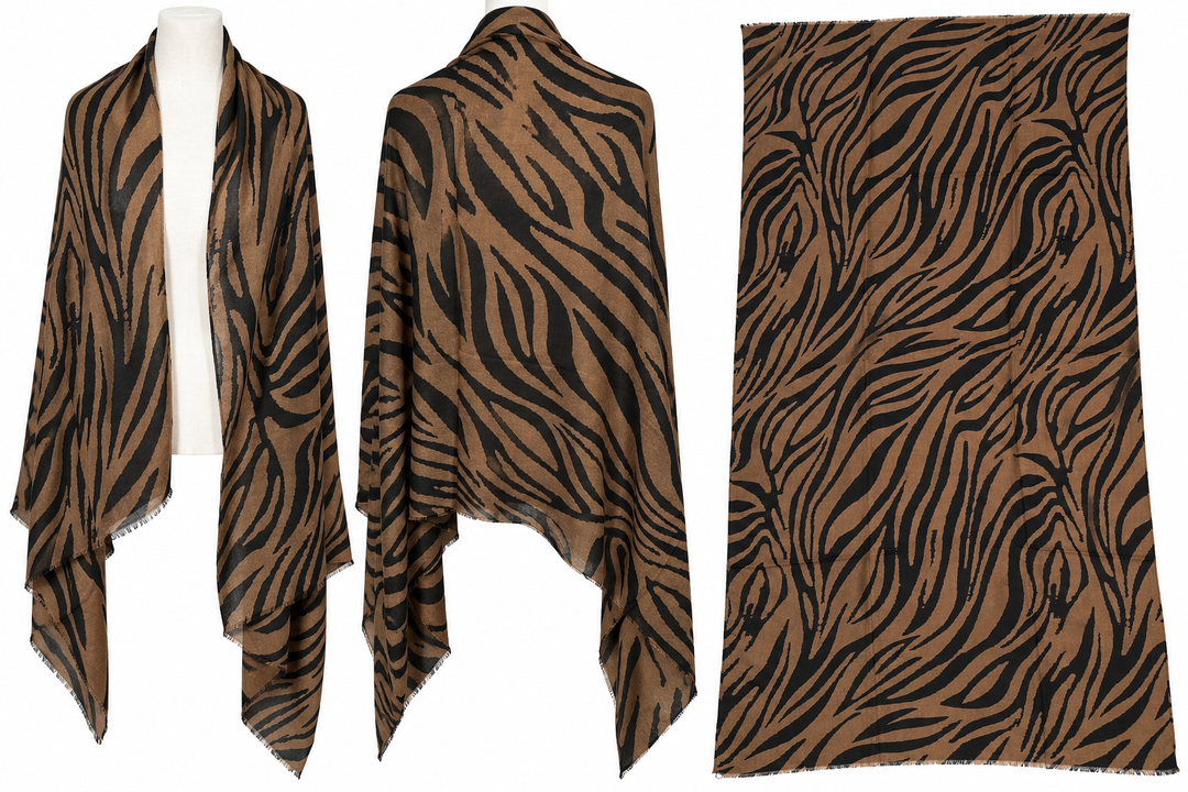 Zina Zebra Print Scarf Chocolate