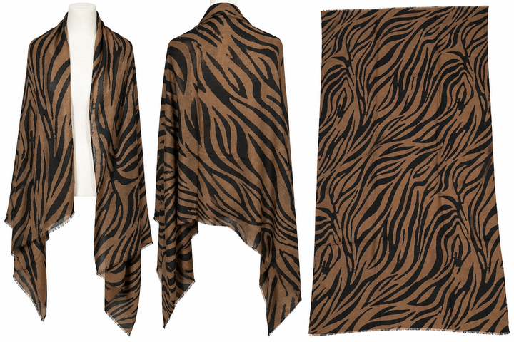 Zina Zebra Print Scarf Chocolate