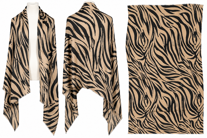 Zina Zebra Print Scarf Camel