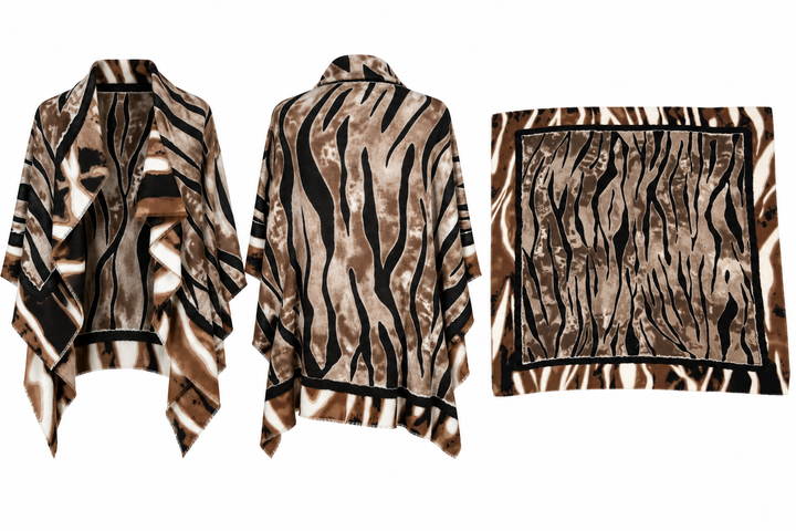 Abstract Tiger Print Scarf Mocha