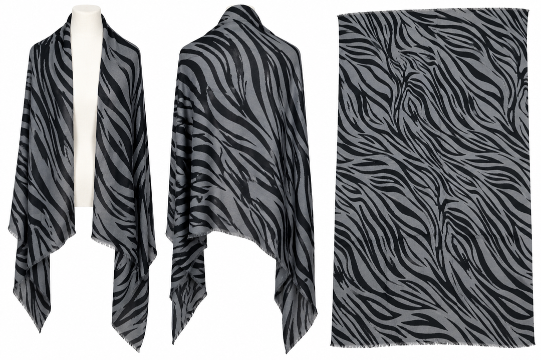 Zina Zebra Print Scarf Grey