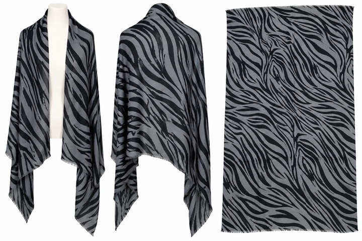 Zina Zebra Print Scarf Grey