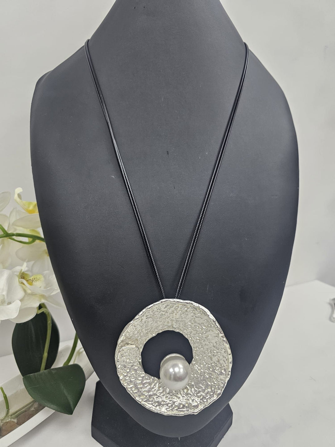 Pearl Disc Statement Necklace