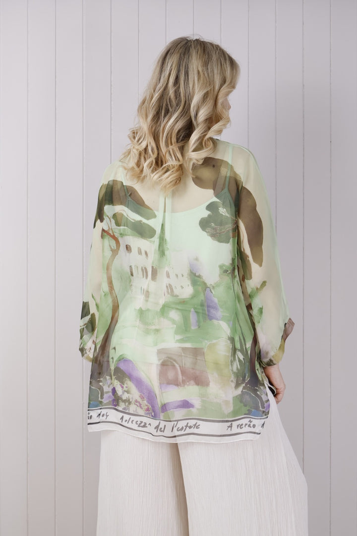 Dolce Vita Chiffon Overlay Top Green