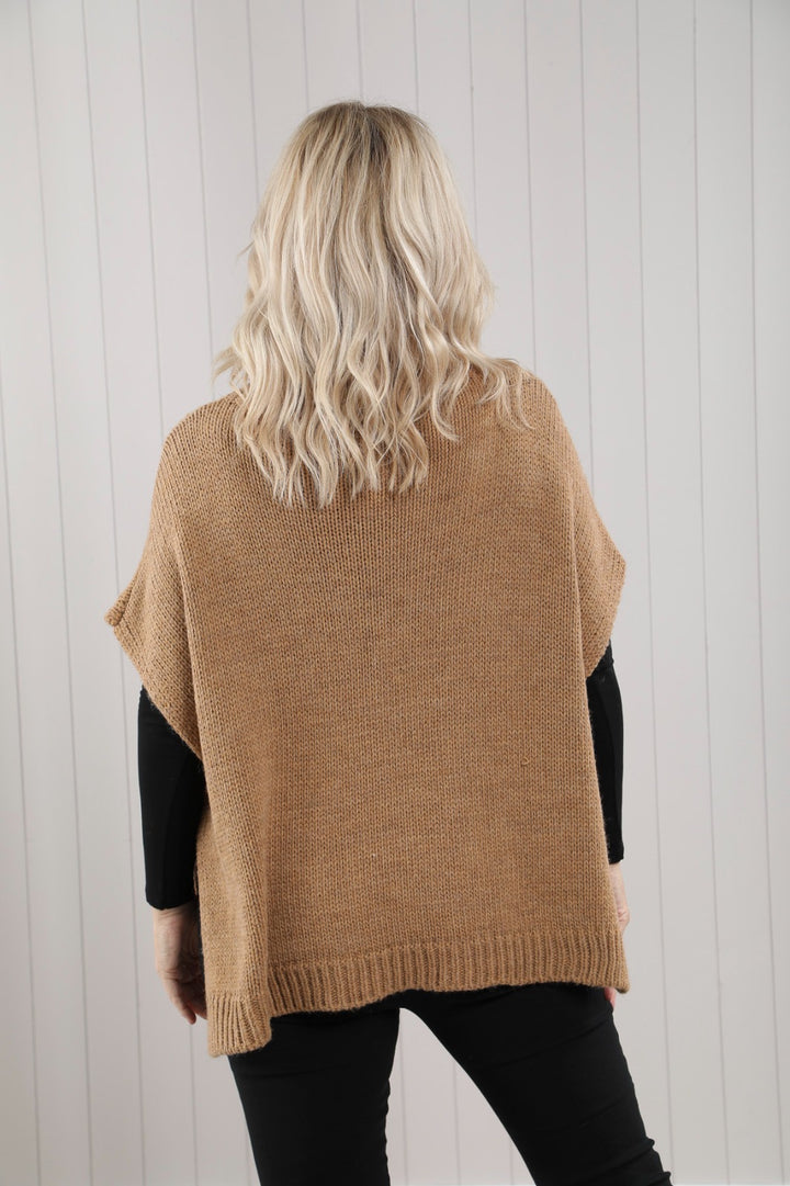 Bonnie Button Tank Top Camel
