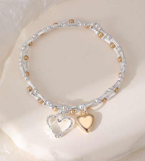 Double Heart Bracelet Two Tone
