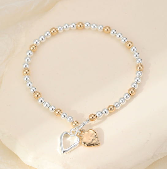 Twin Heart Two Tone Bracelet