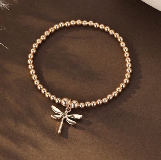 Dear Dragonfly Beaded Bracelet Gold