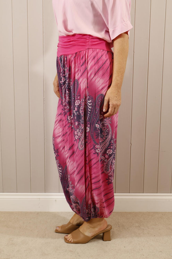 Paisley Harem Pants Fuchsia