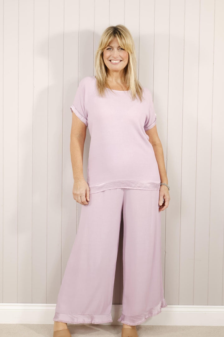 Satin Edged Trousers Lilac