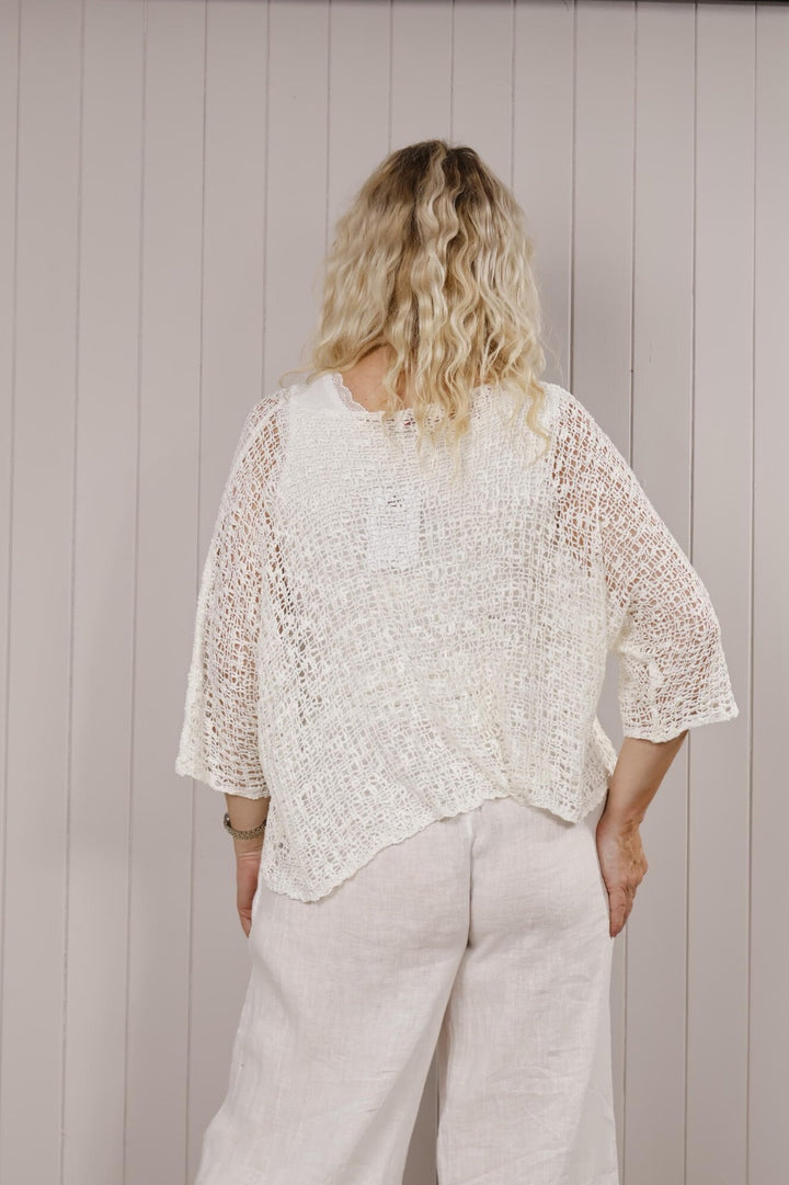 Poncho Popcorn Top White