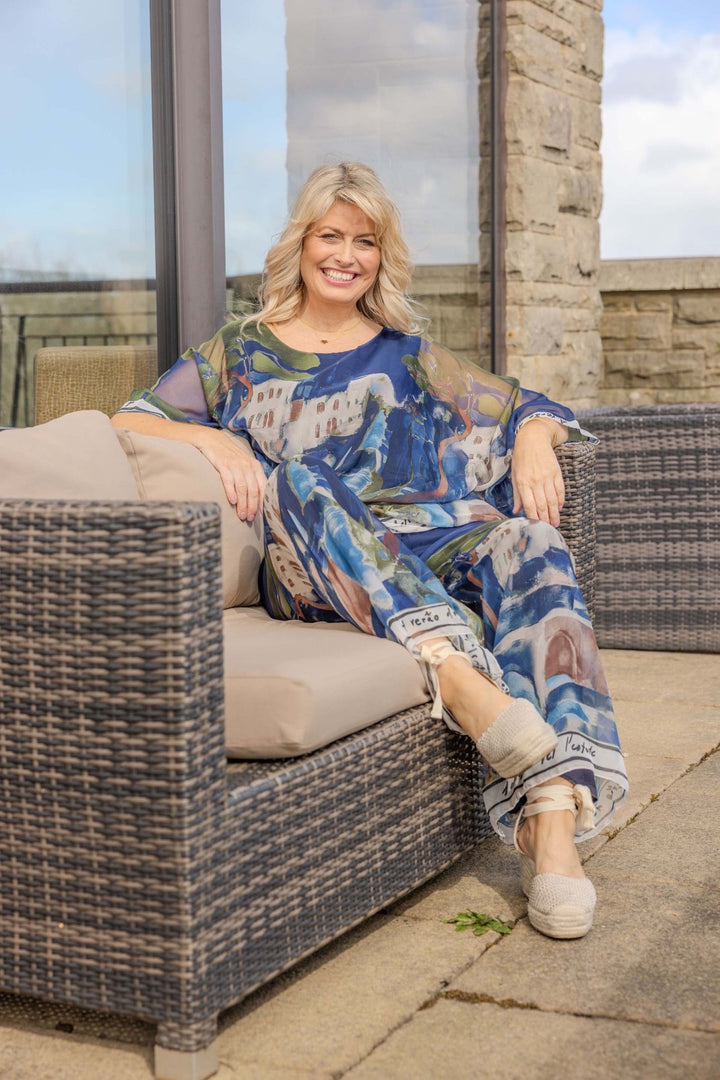 Dolce Vita Chiffon Overlay Top Navy