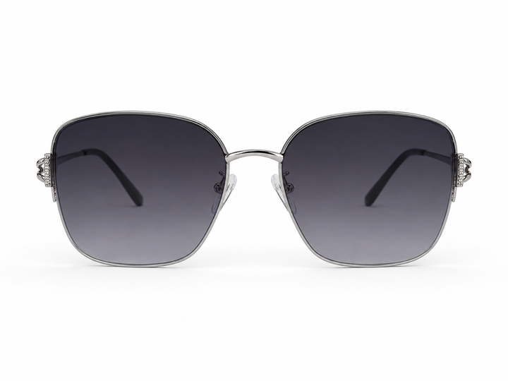 Embellished Clover Sunglasses Silver/Black
