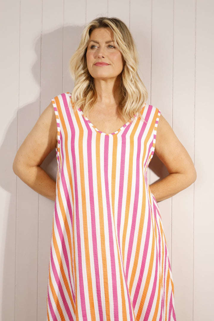 Sorrento Stripe Cotton Maxi Dress