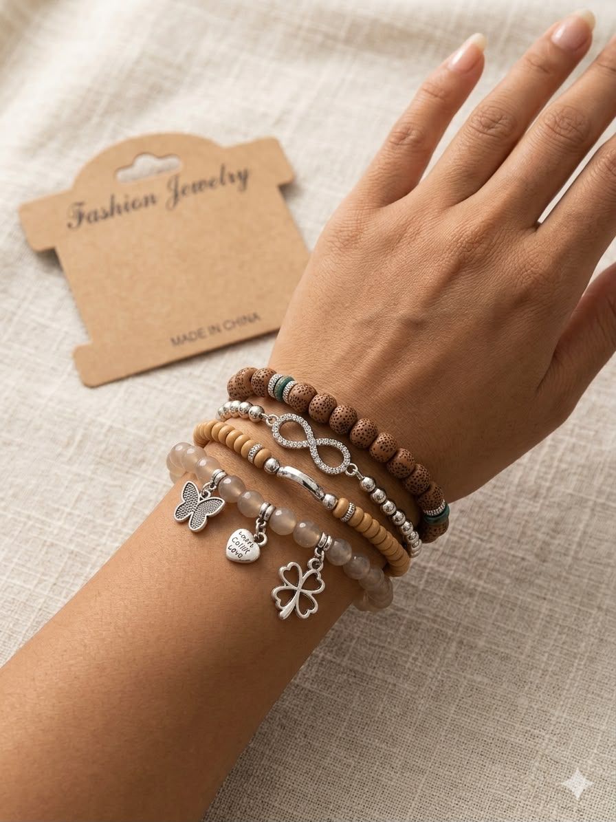 Vacation Charm Bracelet Set Blush