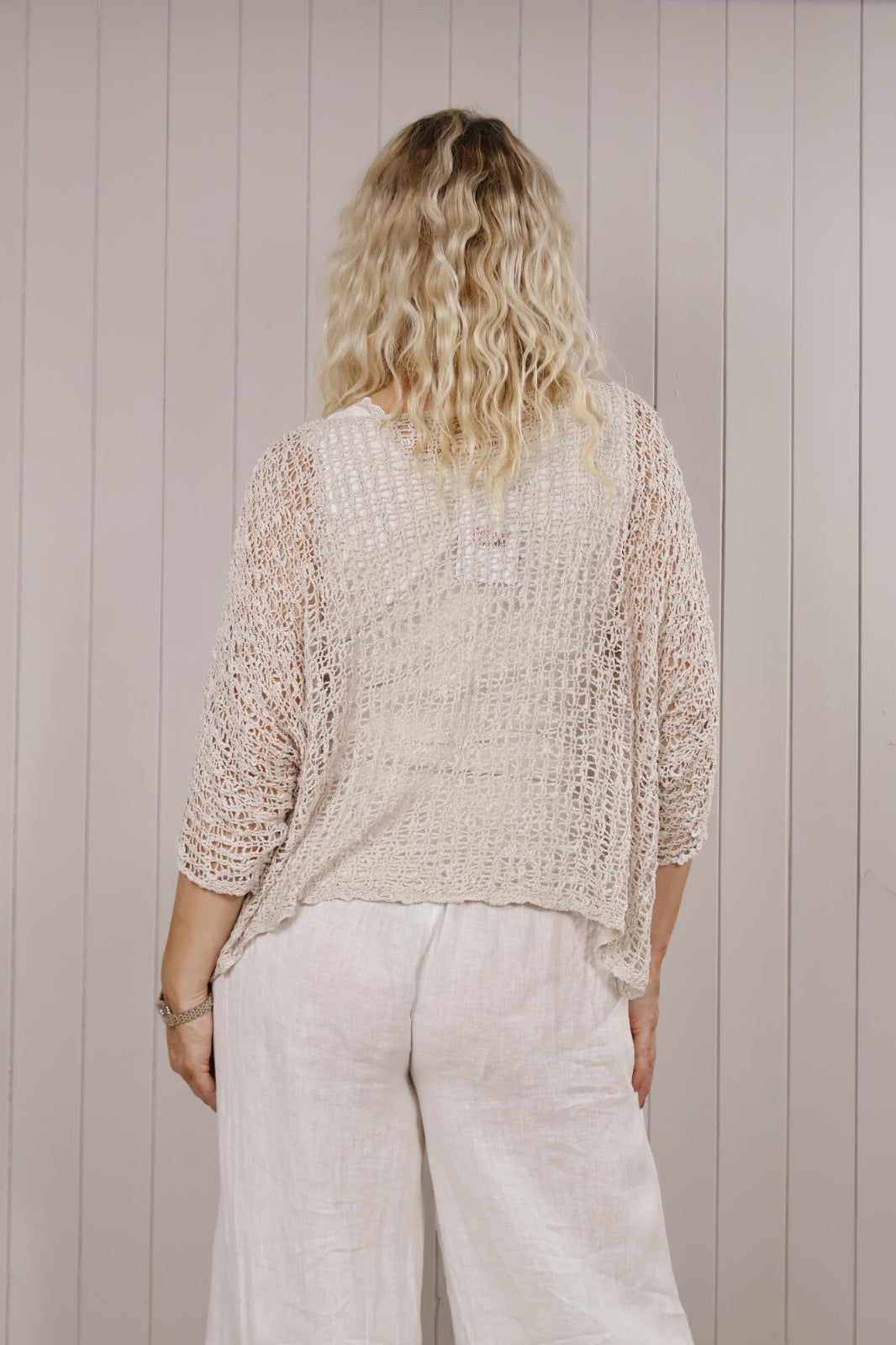 Poncho Popcorn Top Beige