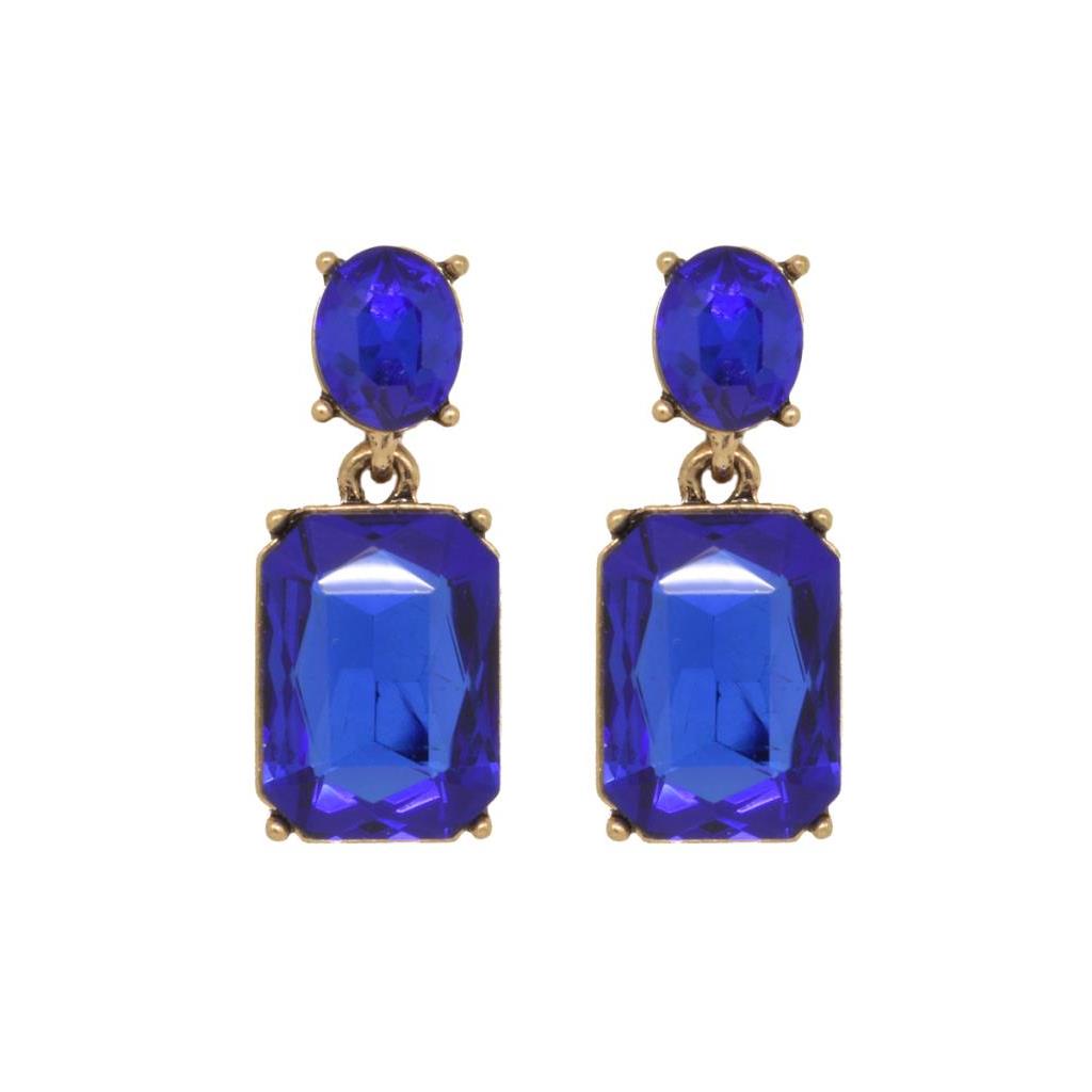 Faceted Gem Earrings Royal Blue