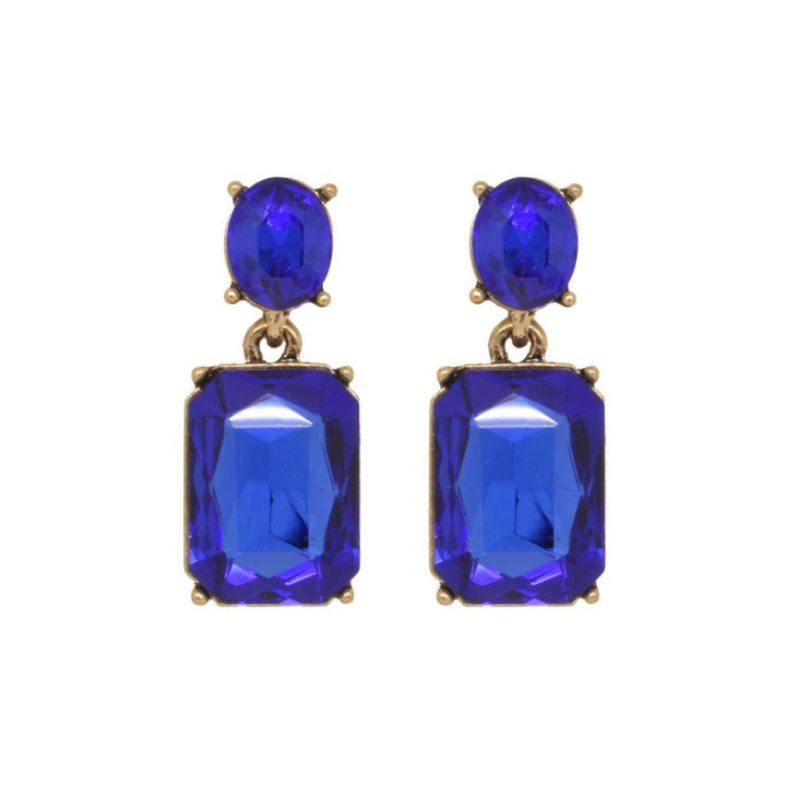 Faceted Gem Earrings Royal Blue