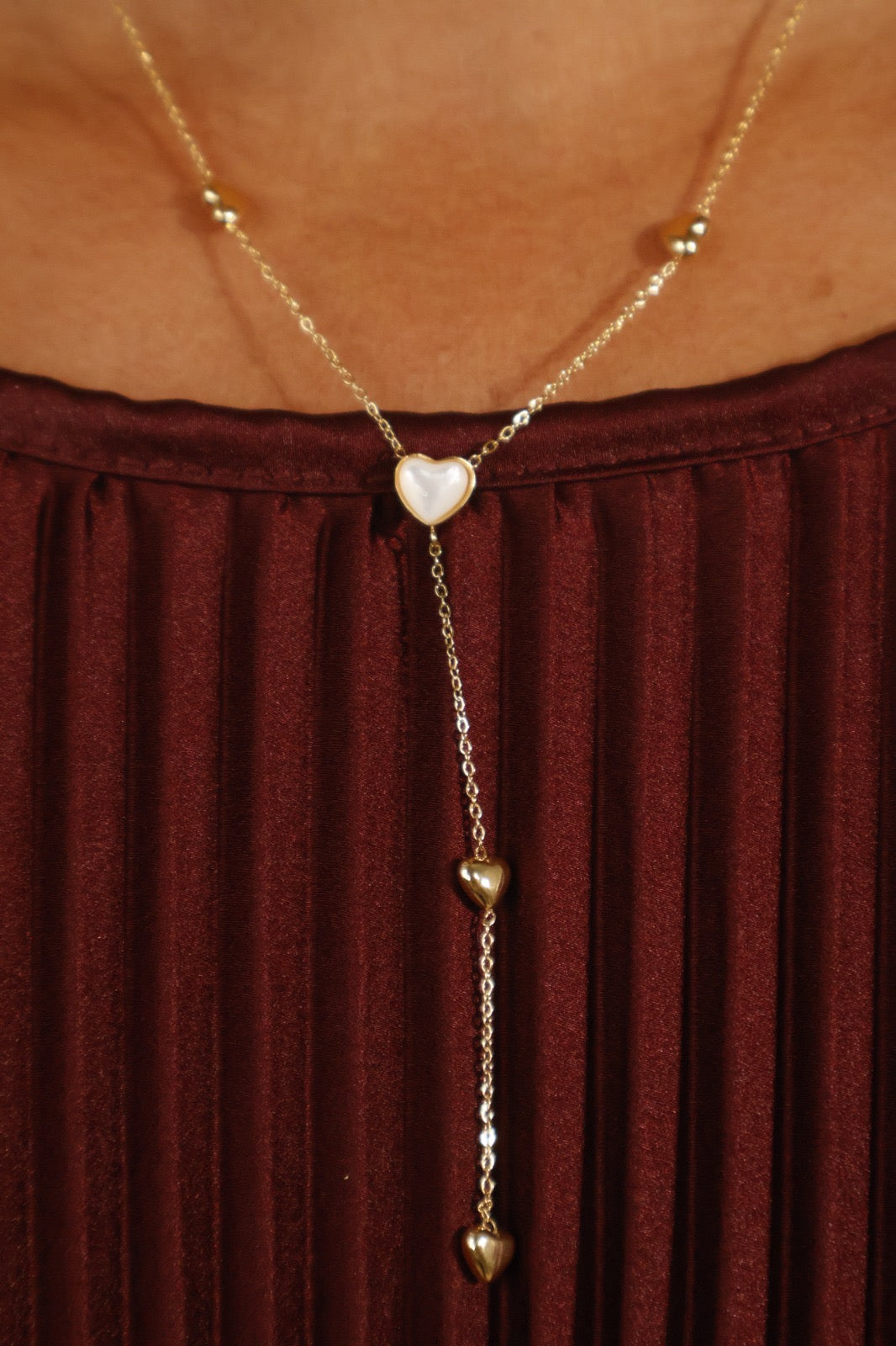 Heart Y Necklace Gold