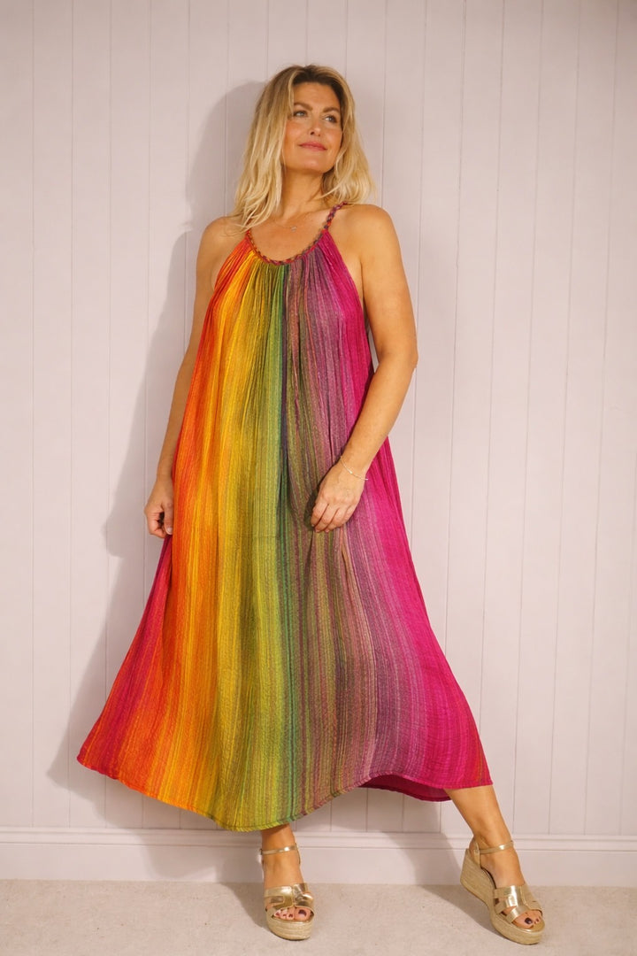 Bali Sunset Stripe Maxi Dress