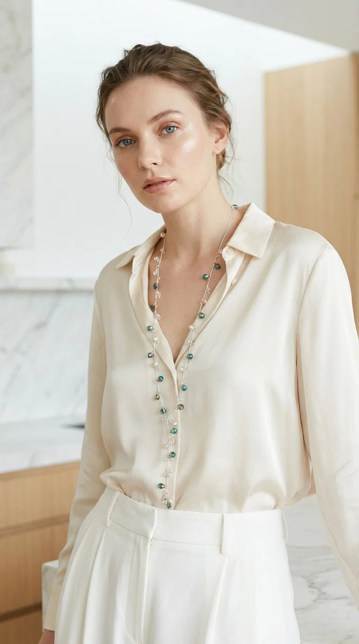 Stardust Shimmer Beaded Necklace Silver