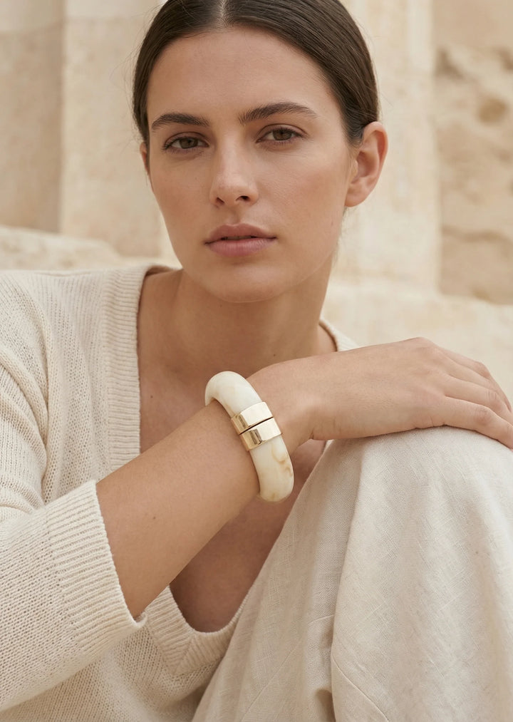 Renata Resin Hinged Bangle Cream