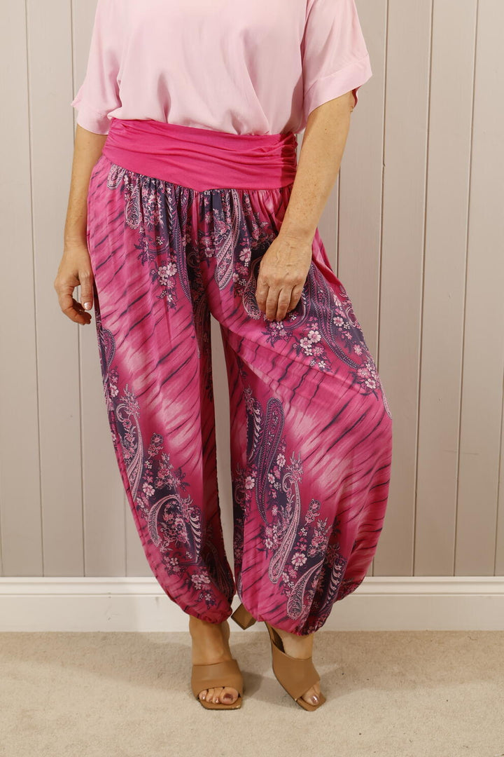 Paisley Harem Pants Fuchsia