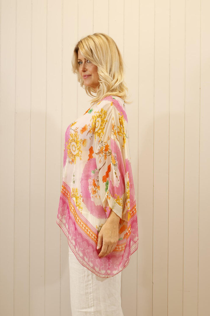 Silk Oriental Top Fuchsia