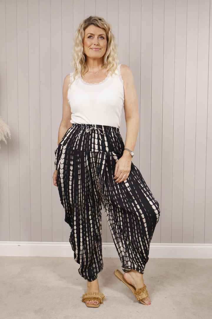 Tie Dye Harem Trousers Black
