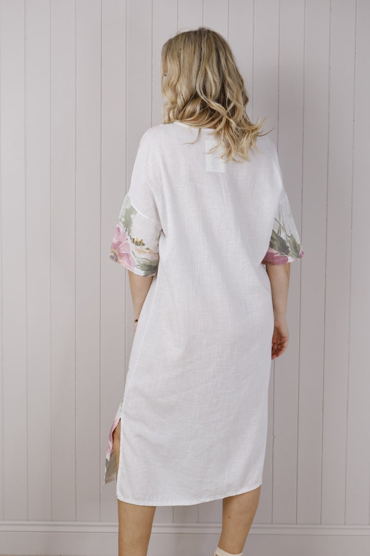Blossom Border Linen Mix Dress