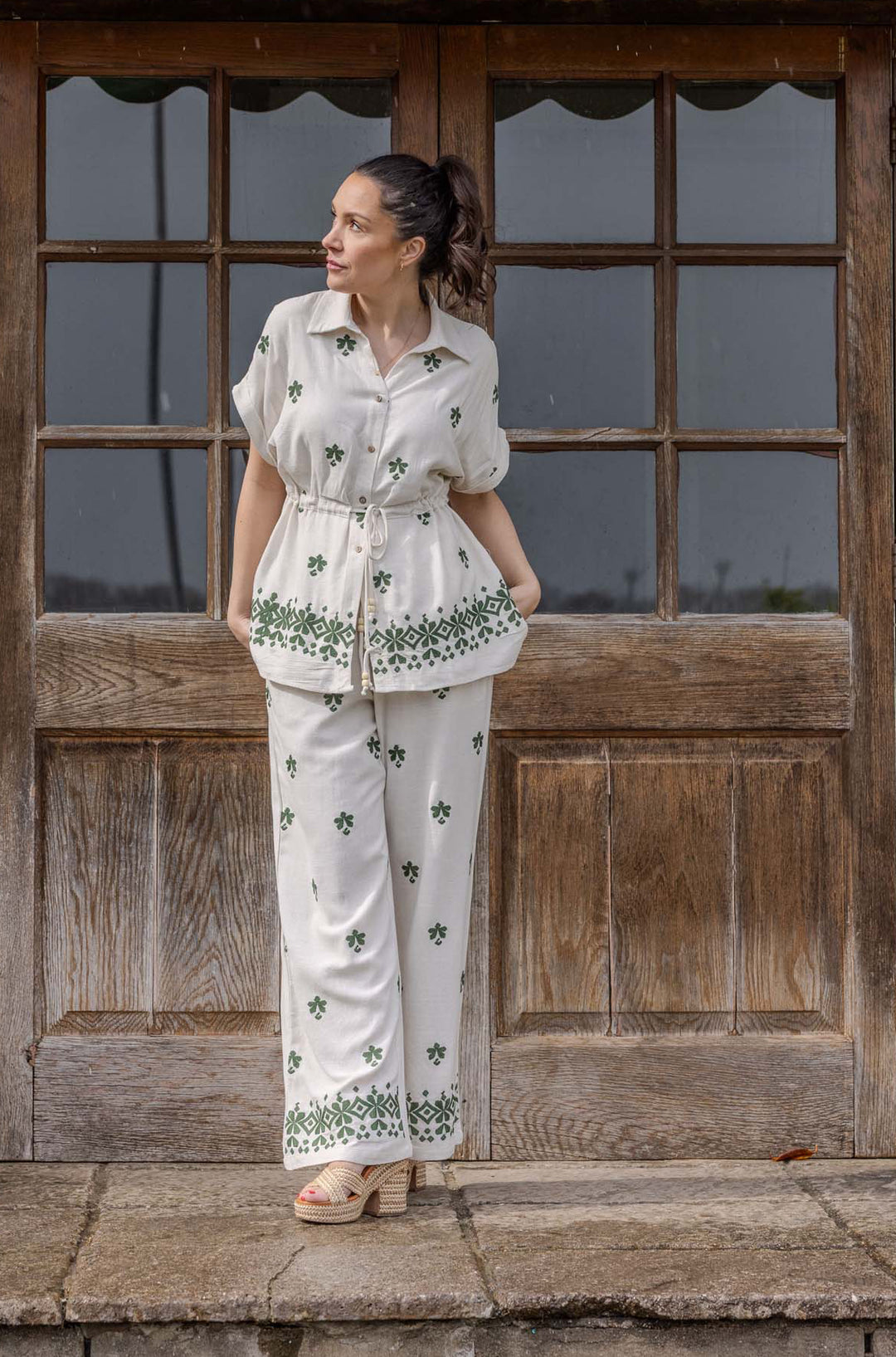 Emily Linen Co-ord Cream/Khaki