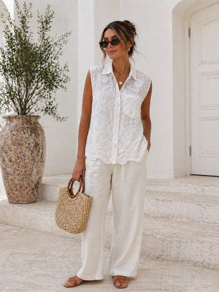 Maritza Embroidered Top White