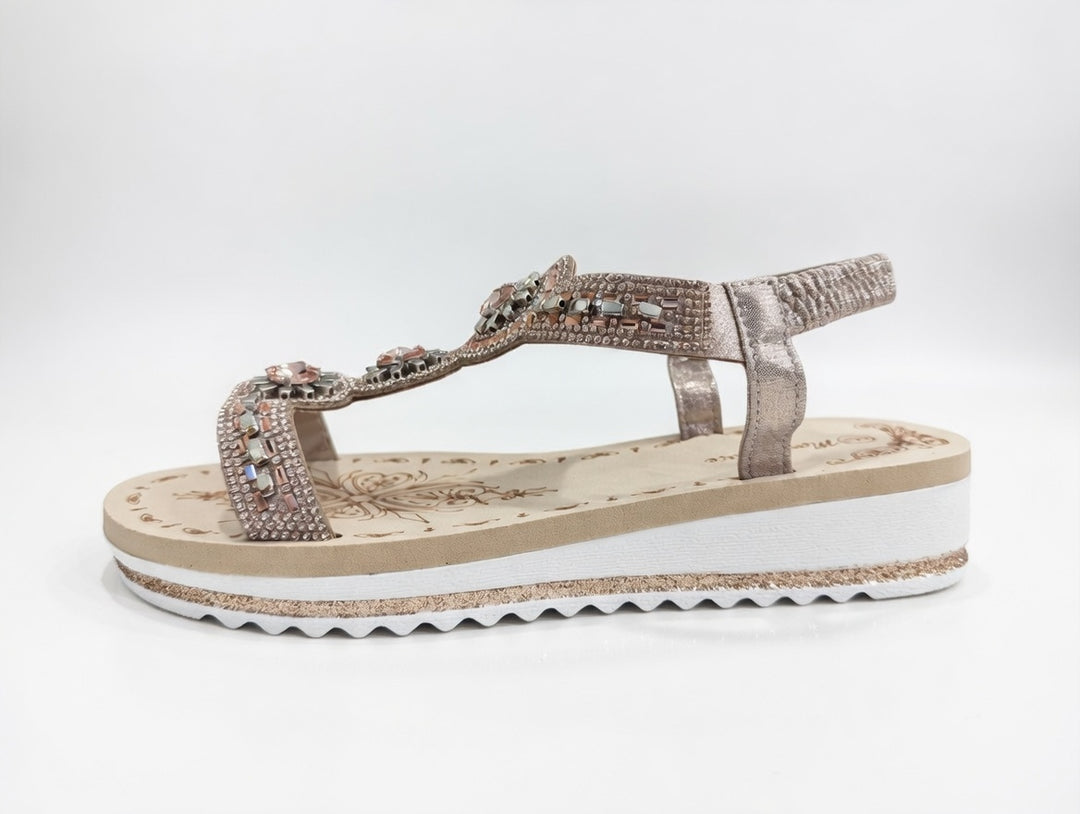 Jasmine Diamante Sandals Rose Gold