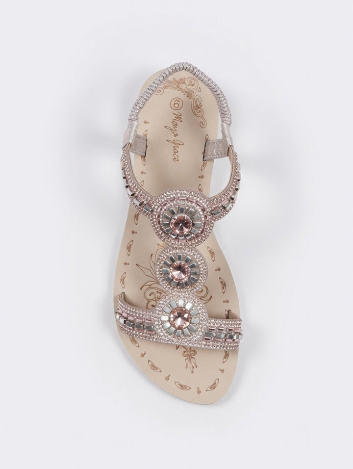 Jasmine Diamante Sandals Rose Gold