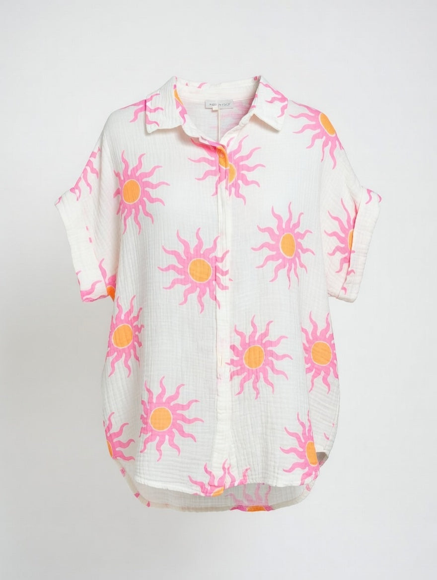 Sunburst Shirt White/Pink