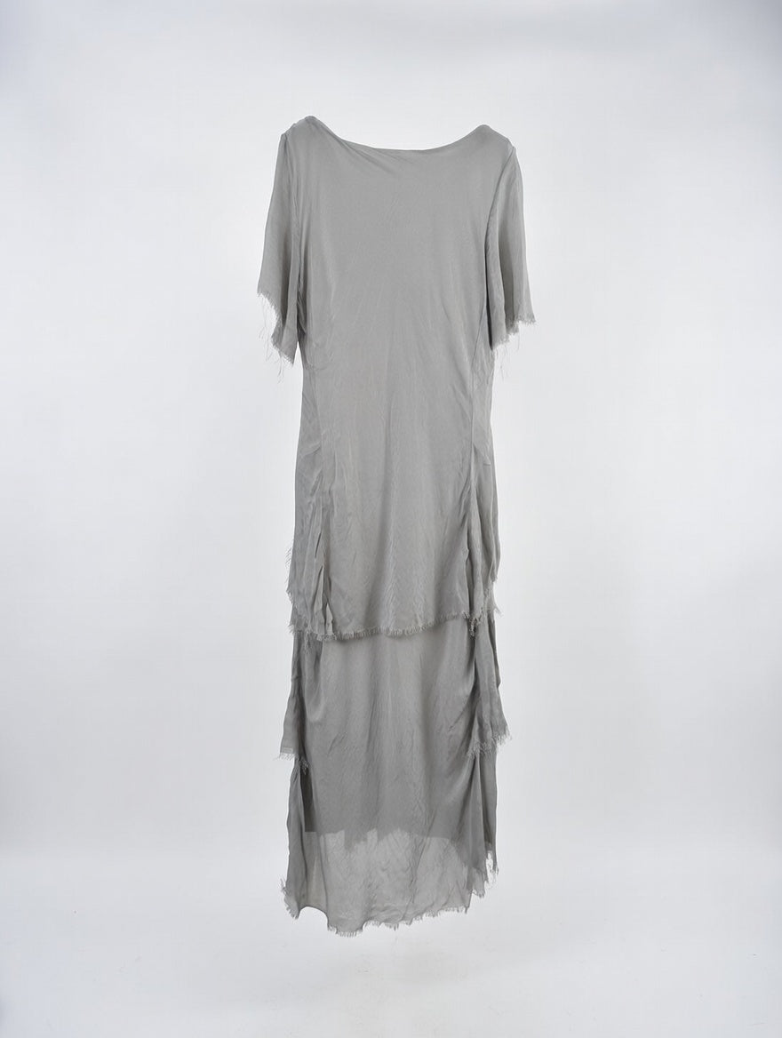 Sorelle Silk Ruffle Dress Pewter